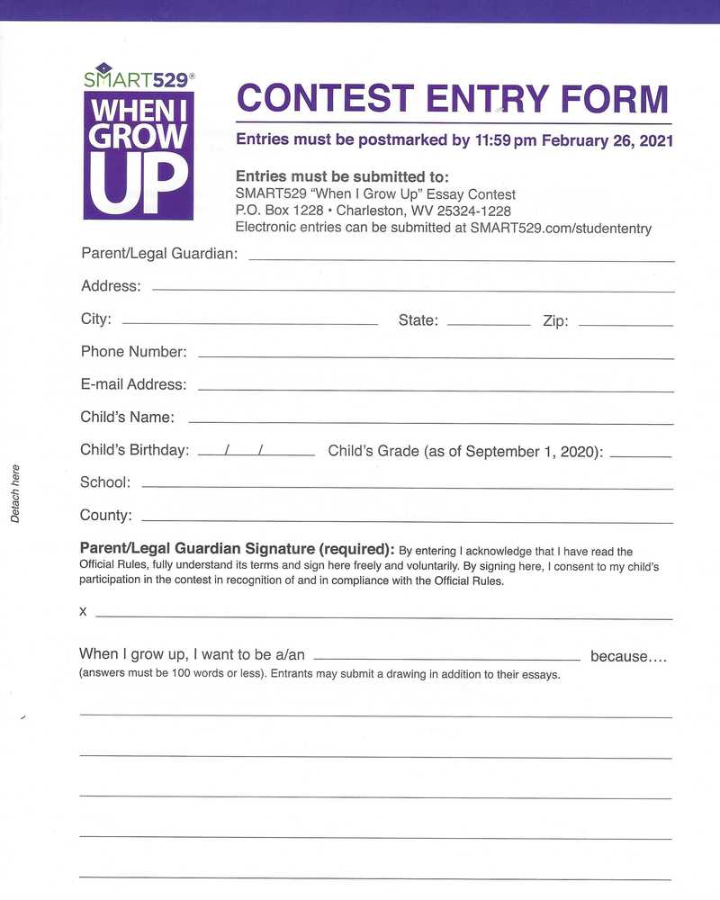 Entry Form for Essay Contest