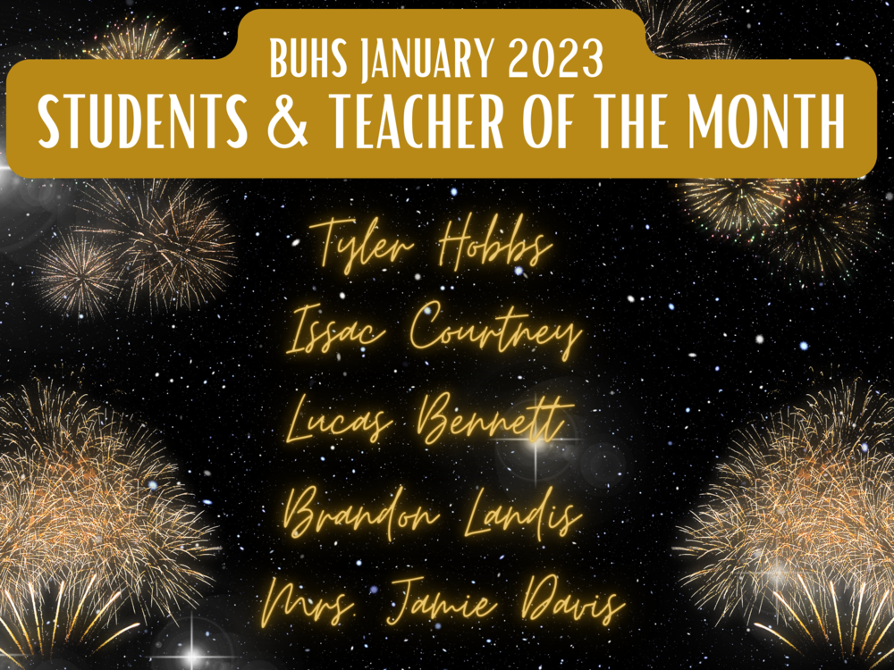 January Students and Teacher of the month