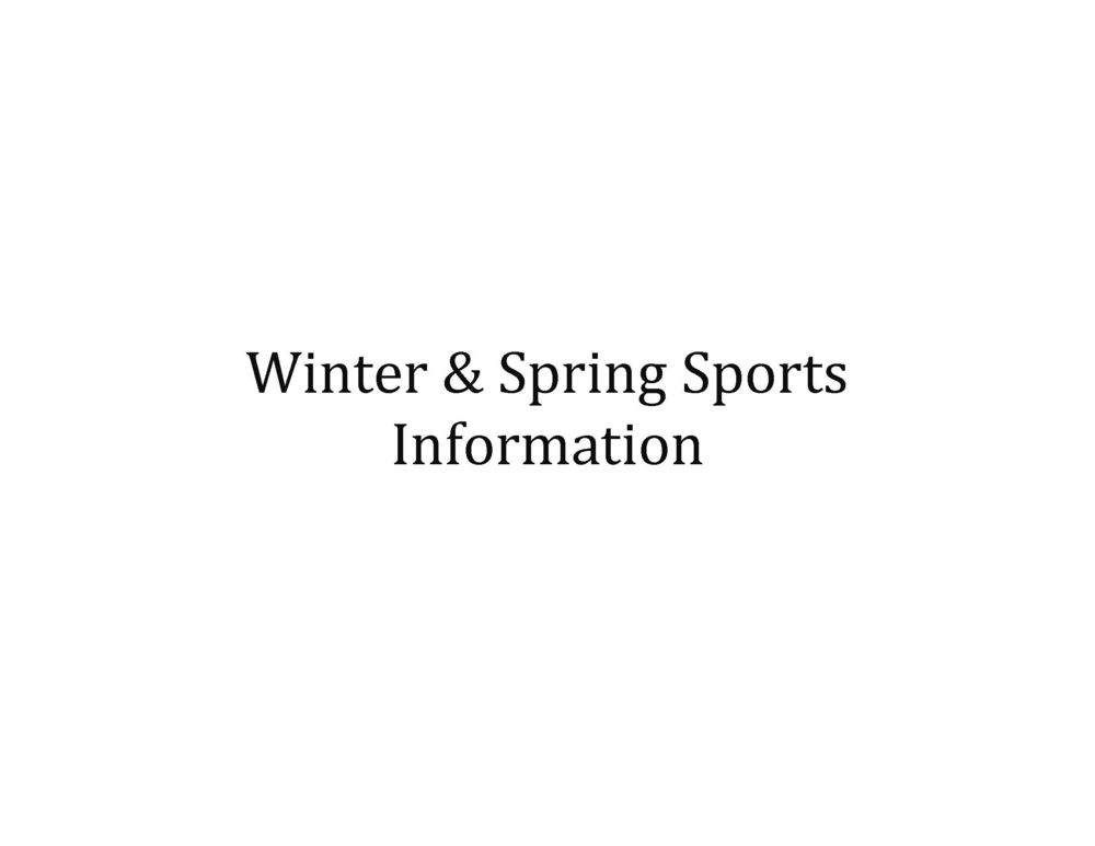 Important Information - Winter and Spring Sports